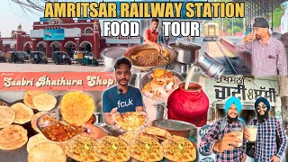 Amritsar Railway Station Area Food Tour  Amritsari Kulcha  Channa Soup Chatti Lassi [upl. by Lattimer]