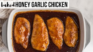 BAKED Honey Garlic Chicken Breasts SO easy  The Recipe Rebel [upl. by Arron]