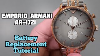 EMPORIO ARMANI AR1721 Battery Replacement Tutorial  SolimBD  Watch Repair Channel [upl. by Modeste]