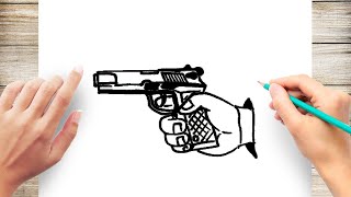 How to Draw Holding a Pistol Step by Step [upl. by Nahshon]