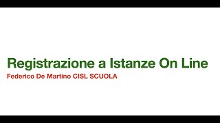 Tutorial Iscrizione a ISTANZE ON LINE [upl. by Aira]