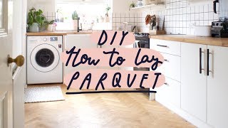 How To Lay a Parquet  Solid Oak Herringbone Floor  DIY [upl. by Hakaber]