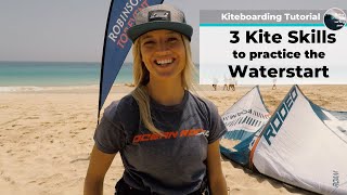 Kiteboarding Tutorial 3 Kite Skills to practice the Waterstart [upl. by Ahsiekam]