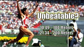 FLOJOS UNBEATABLE WORLD RECORDS  MAKING A WORLD RECORD  100 AND 200 METERS [upl. by Nolrev]