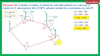 Ejem01 Rumbo Azimut y Coordenadas 23Cálculo del AZIMUT [upl. by Epner]