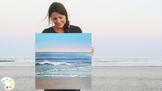 How to Paint in Acrylics  Ocean Painting Tutorial [upl. by Cioban]