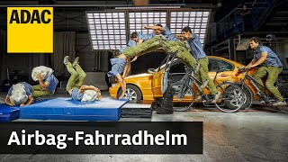 AirbagFahrradhelm Hövding 3 im Crashversuch  ADAC 2021 [upl. by Ardna]