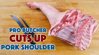 PRO BUTCHER Cuts Up PORK Shoulder [upl. by Aniaj543]