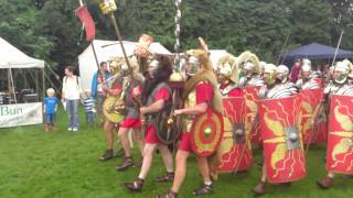 Roman Reenactment at the Amphitheatre in Caerleon Marching In [upl. by Dahc]