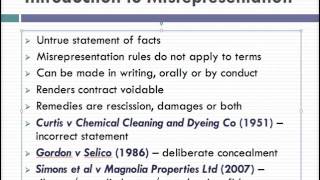 Misrepresentation Lecture 1 of 4 [upl. by Nivrac]