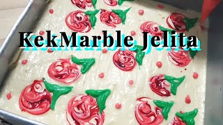 Kek Marble Jelita  Moist Marble Cake Recipe with Colourful and Beautiful Design  Rahiza Dorah [upl. by Ynahpets]