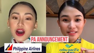 Philippine Airlines VS Cebu Pacific PA Announcement w Jen Barangan and Christine Dacera [upl. by Aubrie659]