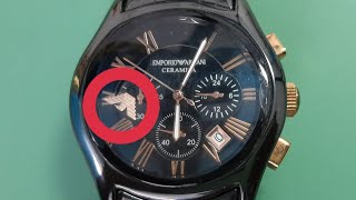 EMPORIO ARMANI Fixing a Loose Dial Logo and Battery Change  SolimBD [upl. by Hanas]