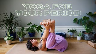 15 MIN YOGA FOR YOUR PERIOD  gentle yoga flow for menstruation [upl. by Adest]